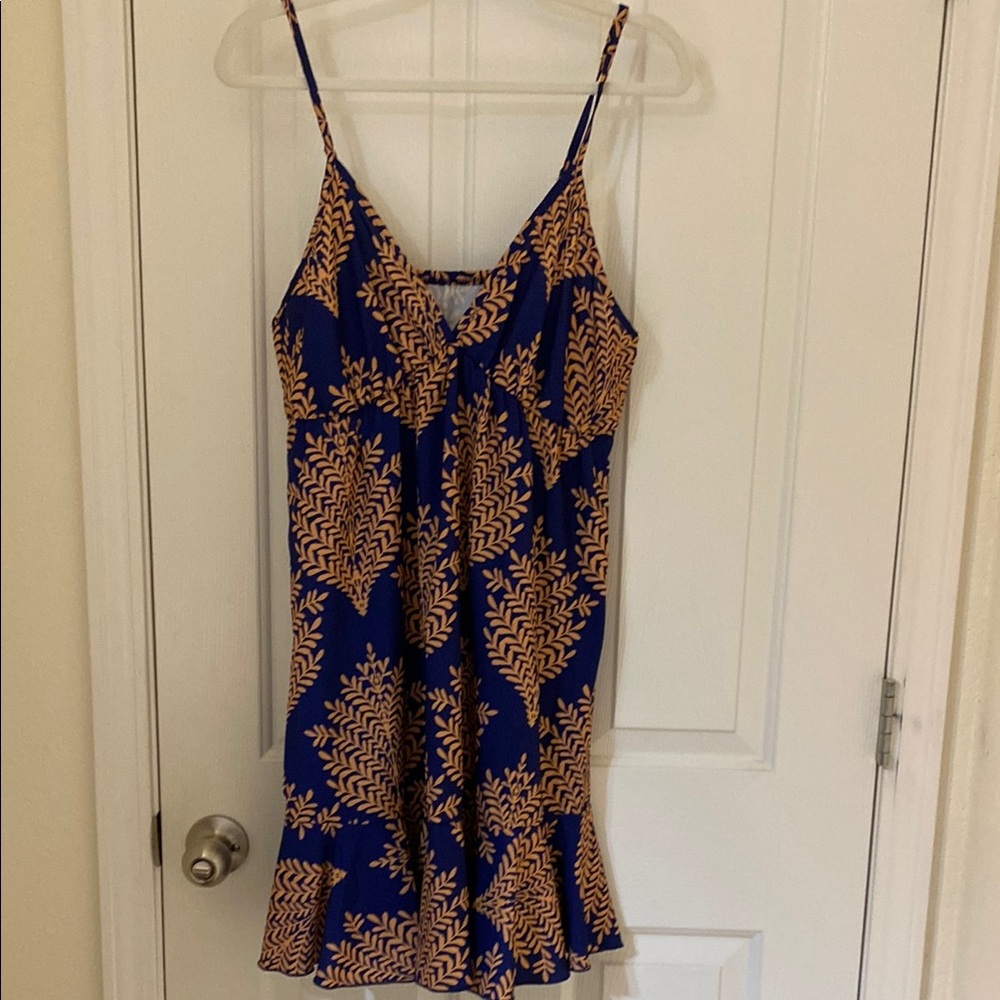 Blue and Light Orange Midi Dress